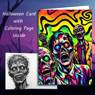 Carte Page Halloween et coloration de Spookie Zombies