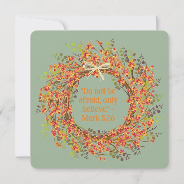 Carte Paille Boho Floral Wreath Religion Blank (Devant)