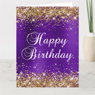 Carte Paillettes dorées Indigo Violet Papier métallisé G