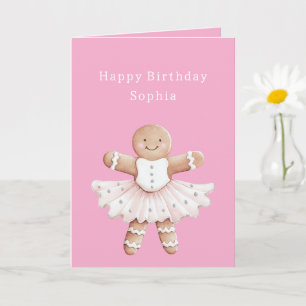 Carte Pain d'épices Fille Ballerina Ballet Anniversaire