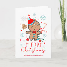 Carte Pain d'épices Homme Cookie Snowflakes Joyeux Noël