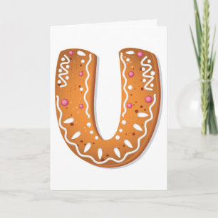 Carte Pain d'épices Lettre U Monogramme Cookie de Fêtes