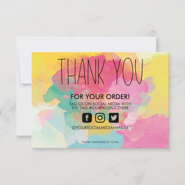 Carte Paint Splatter Aquarelle Merci Média Insérer (Devant)