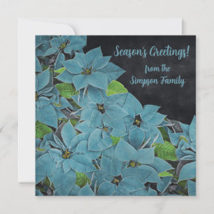 Carte Painted Blue Poinsettia non traditionnelle