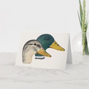 Carte Paire de canards colverts, Drake et Hen, aquarelle