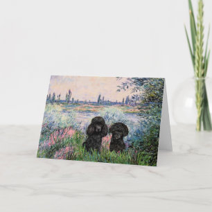 Carte Paire de caniches (noirs) - Au bord de la Seine