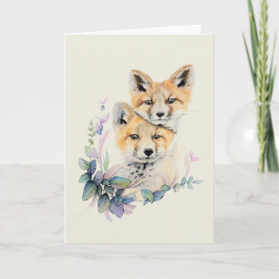 Carte Paire de renards aquarelle peinture