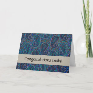 Carte Paisley Bleu Indien Boho Classique Vintage
