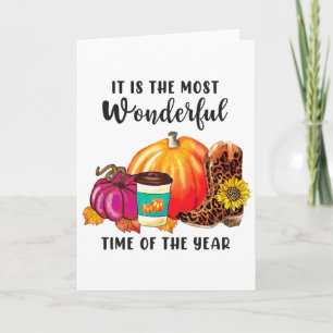 Carte Paix Amour Automne Léopard Citrouille Épices Autom