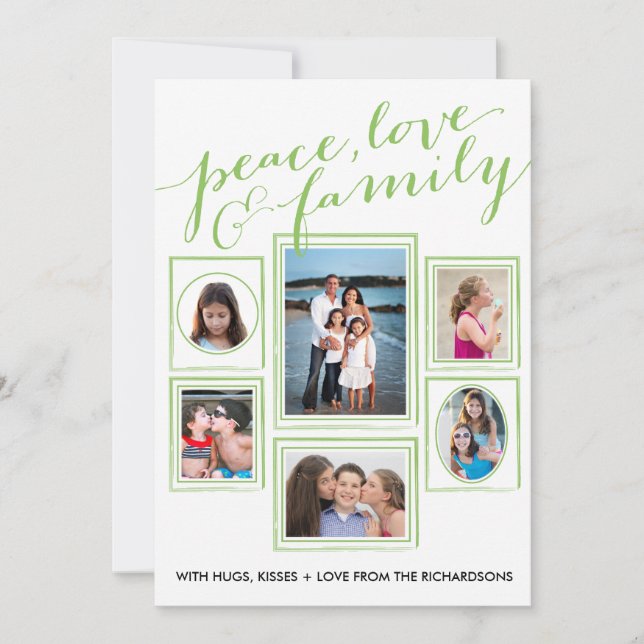 Carte Paix, amour et vert de famille (Devant)