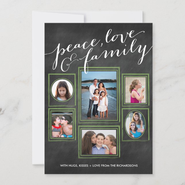 Carte Paix, Amour & Famille Chalk Green (Devant)