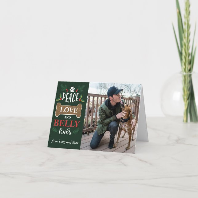 Carte Paix Amour Papouilles pour chien Joyeux Noël Fêtes (Devant)