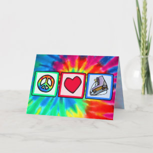 Carte Paix, amour, patin de glace