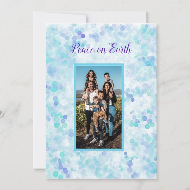 Carte Paix sur Terre Bleu Violet Fête Personnalisée C (Devant)