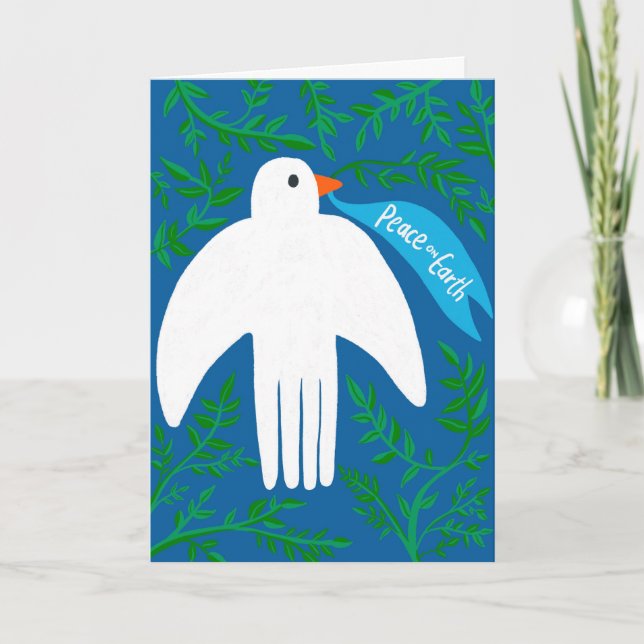 Carte Paix sur Terre Oiseau Dove Noël Noël Noël Noël Noë (Devant)