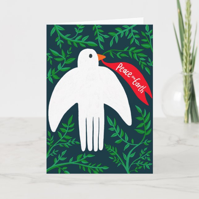 Carte Paix sur Terre Oiseau Dove Noël Noël Noël Noël Noë (Devant)