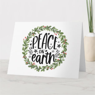 Carte Paix sur Terre Watercolor Wreath