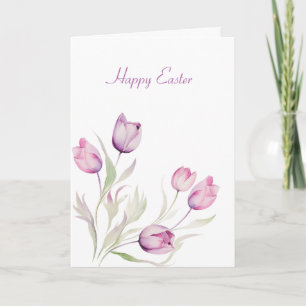 Carte Pale Violet Fleur Tulipe Pâques