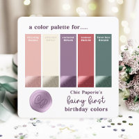 Carte Palette couleur Fairycore rose, verte, viole