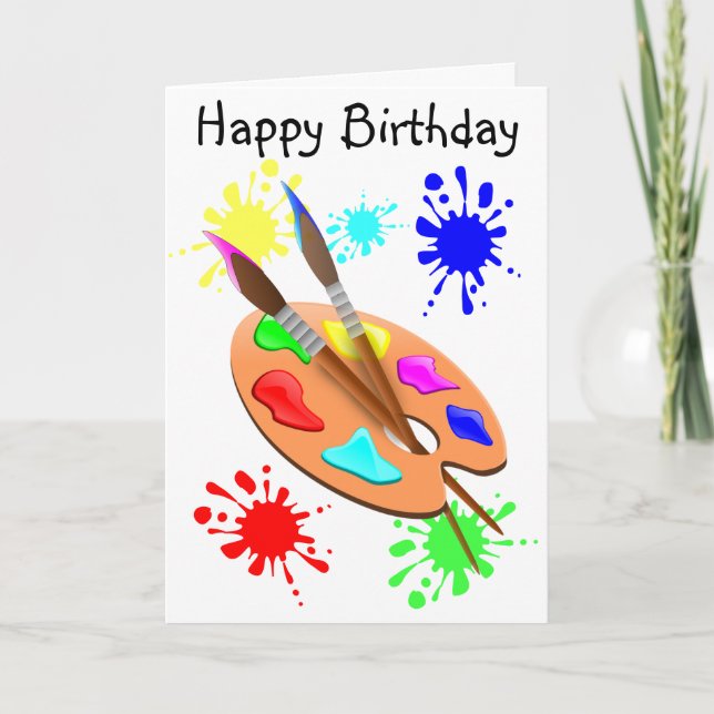 Carte Palette d'artiste Joyeux Anniversaire  (Devant)