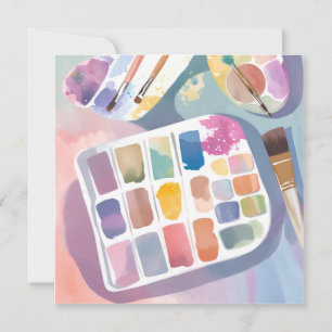Carte Palette de peinture Jolie couleur aquarelle arti