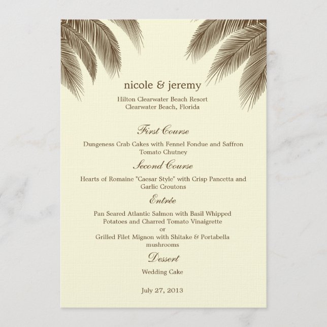 Carte Palm Beach Wedding - Brown (Devant)
