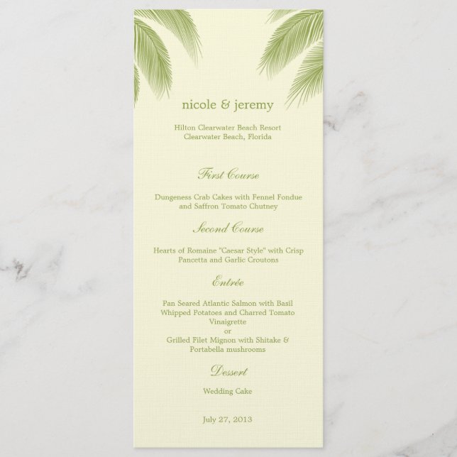 Carte Palm Beach Wedding - Green (Devant)