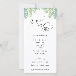 Carte Palm Greenery Mariage Enregistrer La Date Signet