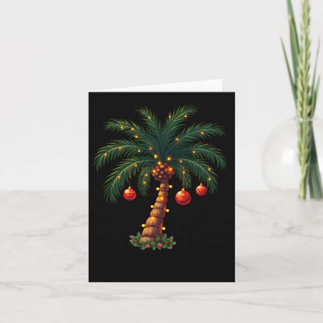 Carte Palmier de Noël Lumières Festives Tropical S (Devant)