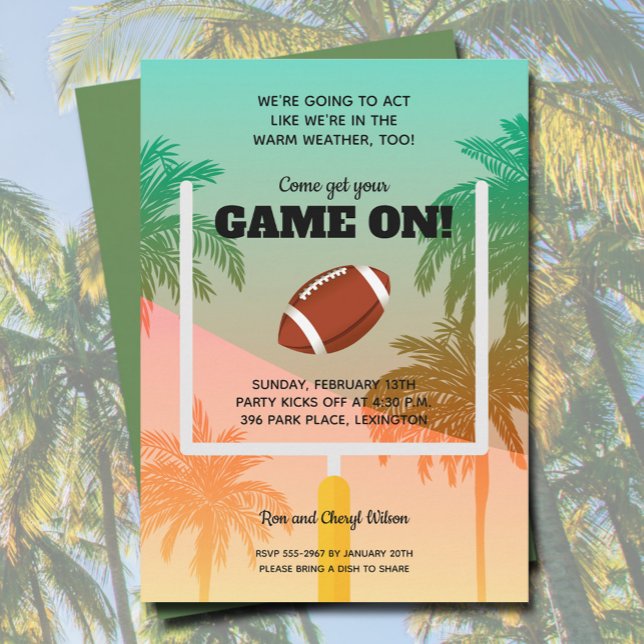Carte Palmiers et football se hissent sur l'invitation d (Créateur téléchargé)