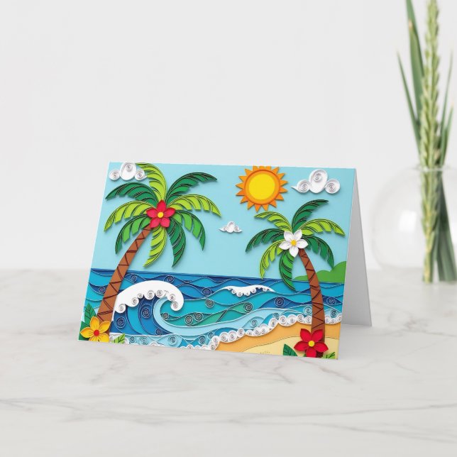 Carte Palmiers sur la plage | Anniversaire (Devant)