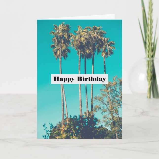 Carte Palmiers tropicaux Californie Anniversaire rétro (Devant)