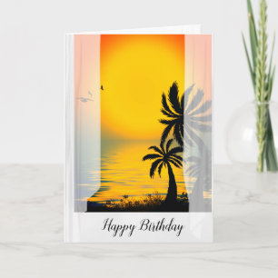 Carte Palmiers Tropicaux En Fenêtre Ouverte