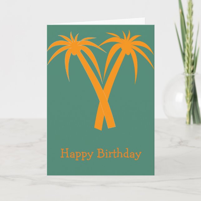 Carte Palmiers tropicaux orangés Anniversaire d'été (Devant)
