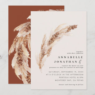 Carte Pampas boho naturel herbe mariage élégant