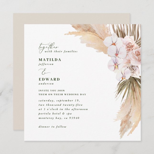 Carte Pampas herbe dessert naturel sec botanique (Devant / Derrière)