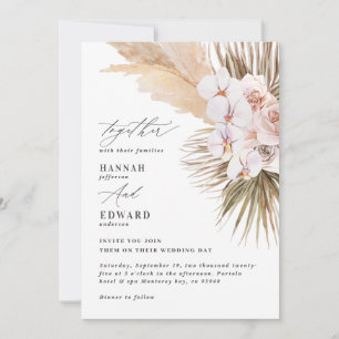 Carte Pampas herbe palmier orchidée moderne rustique