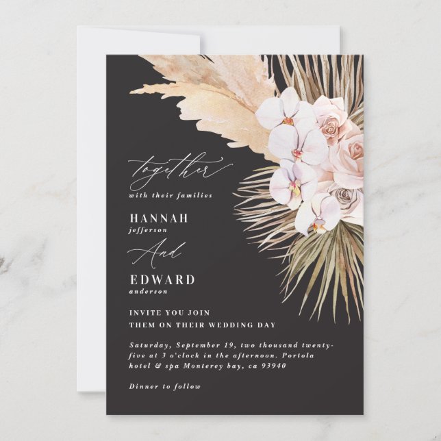 Carte Pampas herbe palmier orchidée moderne rustique (Devant)