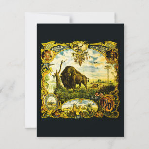 Carte Pan Am Expo avec motifs de bisons et amérindiens
