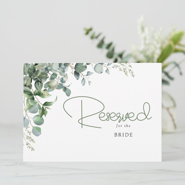 Carte Pancarte de mariage 'Elegant Greenery Eucalyptus L (Debout devant)