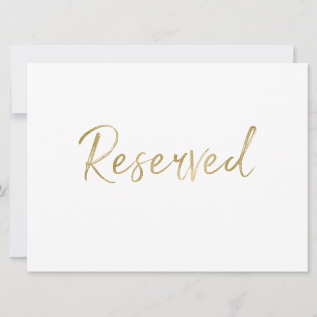 Carte Pancarte de mariage "Réservé" | Lettres dorées élé (Devant)