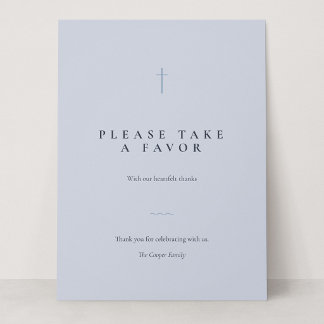 Carte Pancarte de table Grace Blue Minimal Cross Take a 