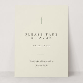 Carte Pancarte de table Grace Sage Minimal Cross Take a 