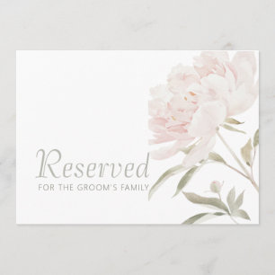 Carte Pancarte réservée de mariage aux pivoines rose ten