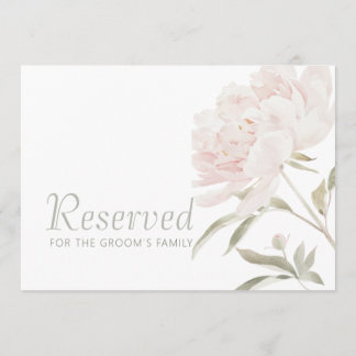 Carte Pancarte réservée de mariage aux pivoines rose ten