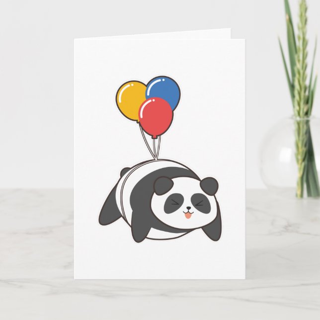 Carte Panda à l'anniversaire avec Ballon (Devant)