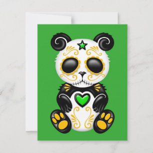 Carte Panda à sucre Zombie vert