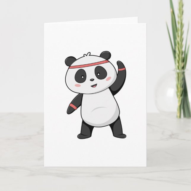 Carte Panda au fitness avec bandeau (Devant)