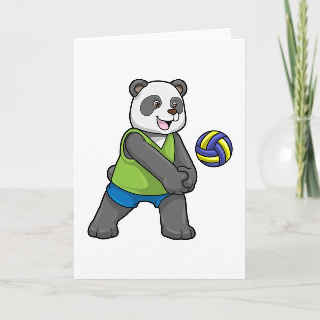 Carte Panda au sport avec volley-ball (Devant)