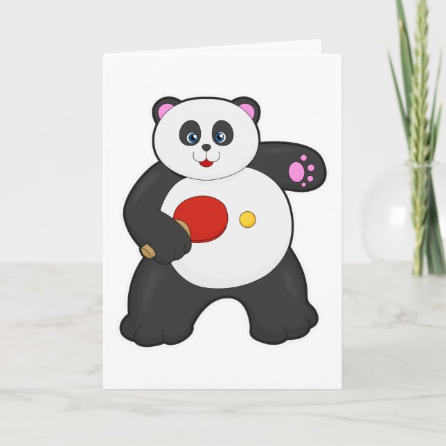 Carte Panda au tennis de table avec raquette de tennis d (Devant)